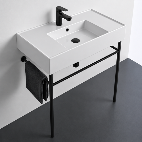 Modern Console Sink, 32 Inch Scarabeo 5123-CON-BLK