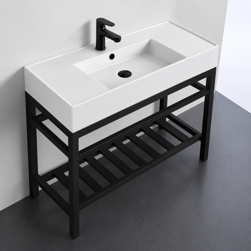 Modern Console Sink Vanity, 40 Inch Scarabeo 5124-CON2-BLK