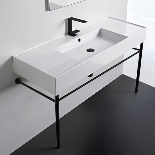 Modern Console Sink, 48 Inch Scarabeo 5125-CON-BLK