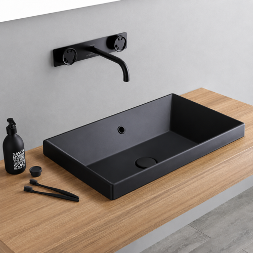 Rectangular Black Ceramic Drop In Sink Scarabeo 5131-49