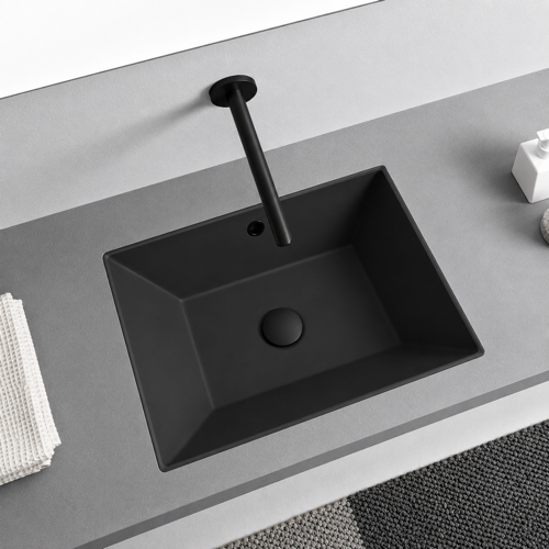 Rectangular Black Ceramic Undermount Sink Scarabeo 5134-49