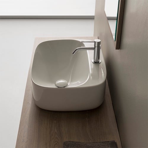 Oval White Ceramic Vessel Bathroom Sink