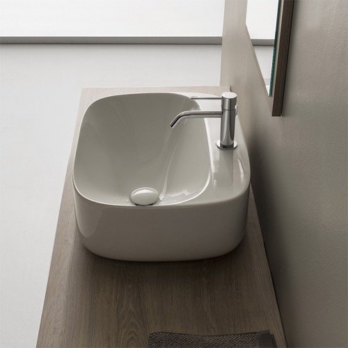 Oval White Ceramic Vessel Bathroom Sink Scarabeo 5504