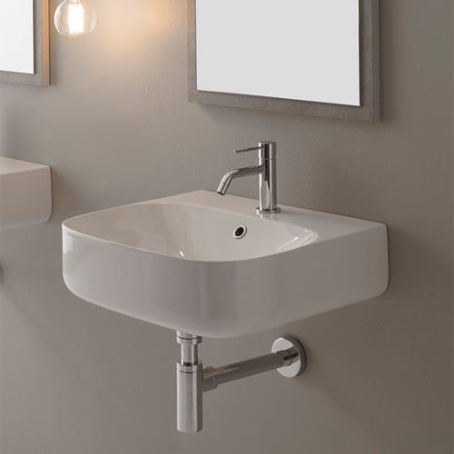 Round White Ceramic Wall Mounted Sink