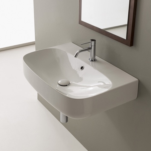 Round White Ceramic Wall Mounted Sink Scarabeo 5508