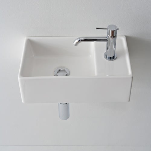 Rectangular White Ceramic Wall Mounted or Vessel Sink Scarabeo 8031/R-41