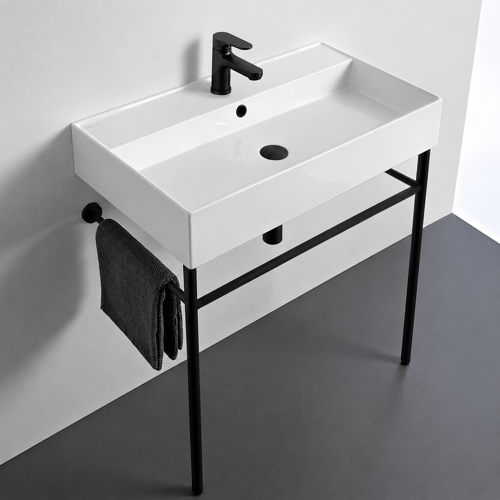 Modern Console Sink, 32 Inch Scarabeo 8031/R-80-CON-BLK