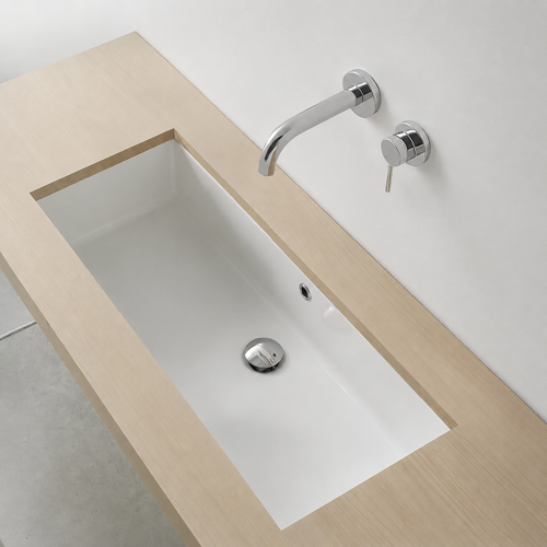 Rectangular Ceramic Trough Undermount Sink Scarabeo 8092