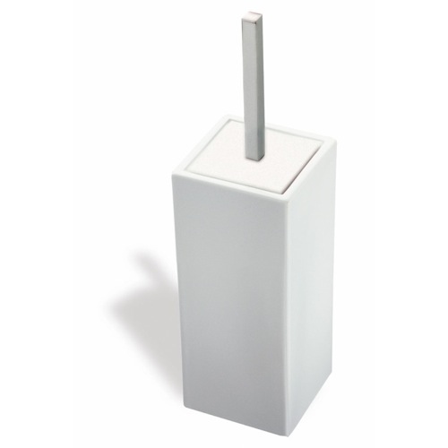 Toilet Brush Holder, White Ceramic with Satin Nickel Handle StilHaus 633-36