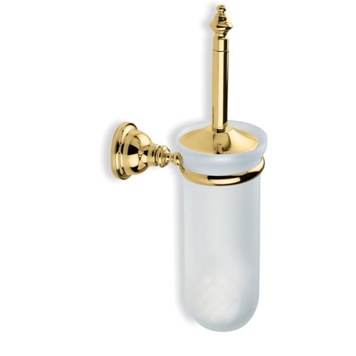 Toilet Brush Holder, Gold, Classic Style, Wall Mounted, Glass StilHaus EL12-16