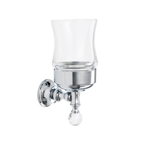 Chrome Wall Mounted Clear Glass Toothbrush Holder with Crystal Chrome Wall Mounted Clear Glass Toothbrush Holder with Crystal StilHaus SL10-08