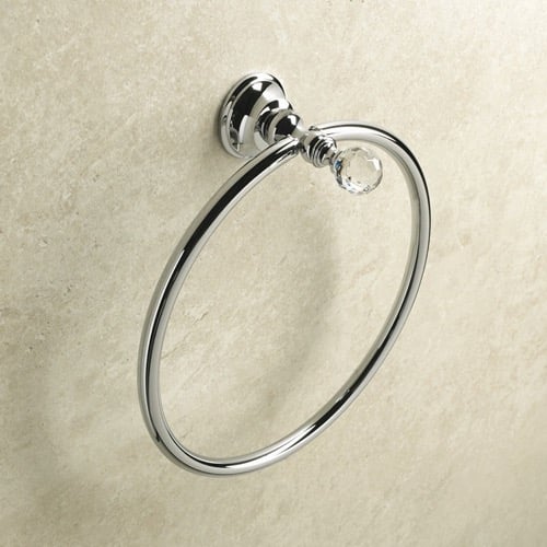 Chrome or Gold Finish Towel Ring with Crystal StilHaus SL07