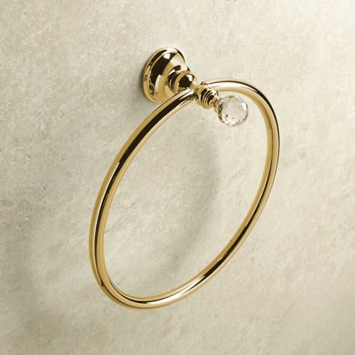 Gold Finish Towel Ring with Crystal StilHaus SL07-16