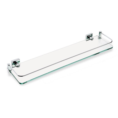 Clear Glass Bathroom Shelf with Chrome Brass Holder StilHaus U04-08