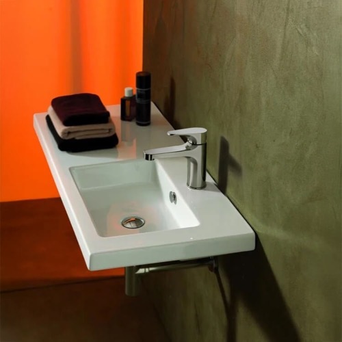Rectangular White Ceramic Wall Mounted or Drop In Sink Tecla CO02011