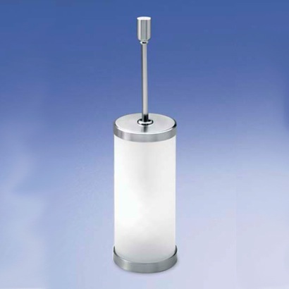 Toilet Brush Holder, Frosted Crystal Glass with Brass Handle Windisch 89118M