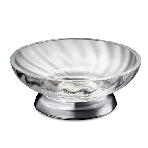 Twisted Glass Soap Dish With Chrome Base Windisch 92801CR