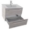Grey Walnut Wall Mounted Bathroom Vanity, 26 Inch