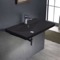 Drop In Bathroom Sink, Black Ceramic, Rectangular