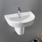 Round White Ceramic Semi-Pedestal Sink