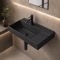 Rectangular Black Ceramic Wall Mounted or Drop In Sink With Counter Space