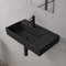 Rectangular Black Ceramic Wall Mounted or Drop In Sink With Counter Space