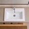 Drop In Bathroom Sink, White Ceramic, Rectangular
