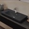 Rectangular Black Ceramic Wall Mounted or Drop In Sink