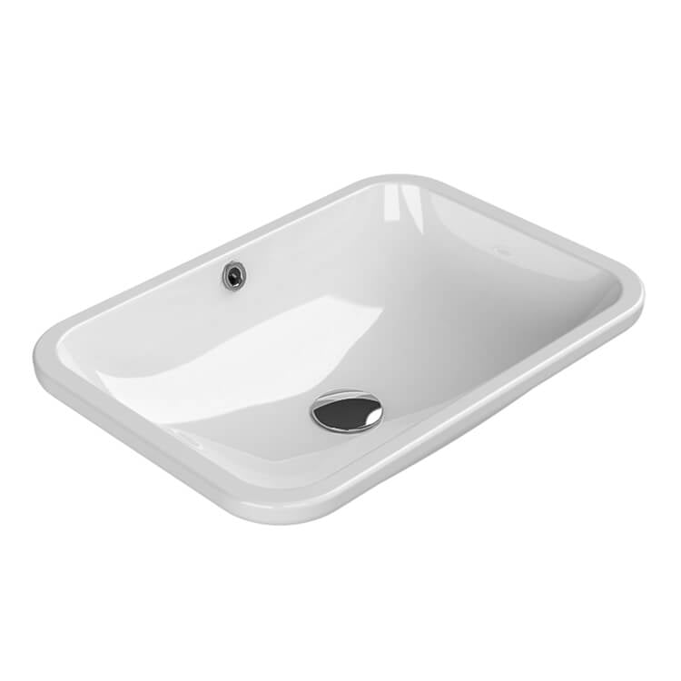 Undermount Bathroom Sink, White Ceramic