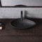 Oval-Shaped Black Ceramic Vessel Sink