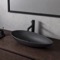 Oval-Shaped Black Ceramic Vessel Sink