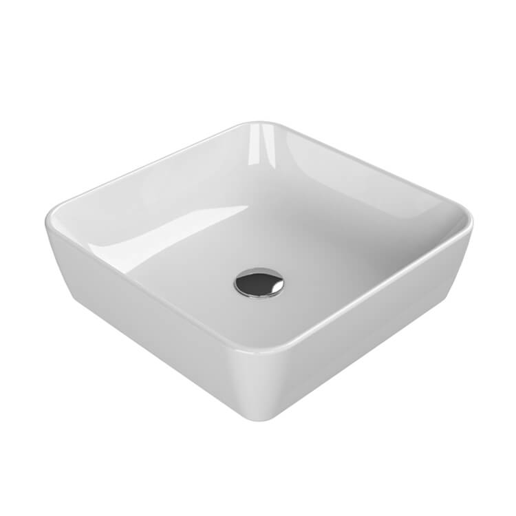 Square Vessel Sink, White Ceramic