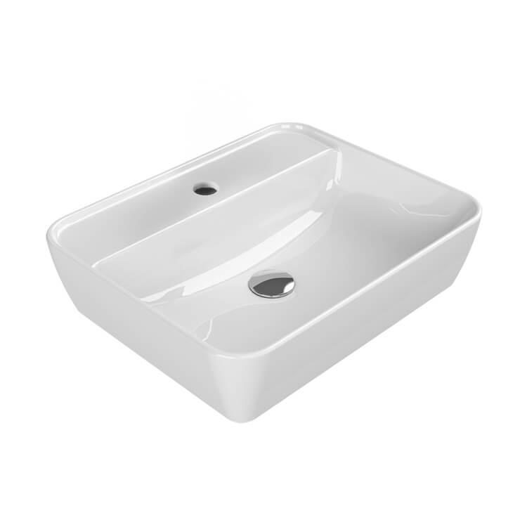 Rectangular White Ceramic Vessel Sink