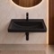 Black Ceramic Bathroom Sink, Wall Mounted or Drop In
