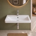 Rectangle White Ceramic Wall Mounted or Drop In Sink