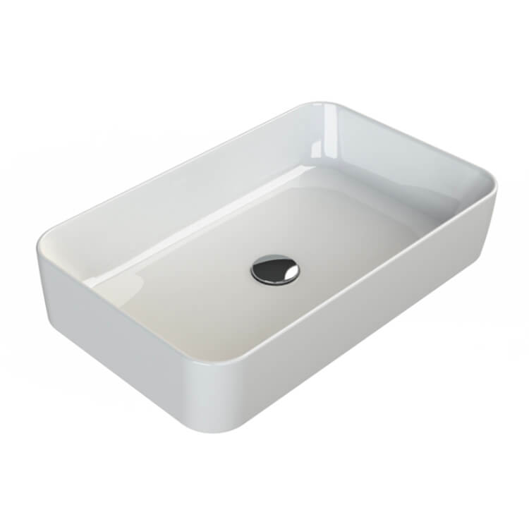 Vessel Sink, Rectangular, White Ceramic