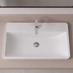 Rectangle White Ceramic Drop In Sink