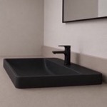 Black Ceramic Bathroom Sink, Wall Mounted or Drop In