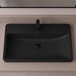 Black Ceramic Bathroom Sink, Drop In