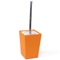 Toilet Brush Holder, Square Orange Faux Leather and Ceramic