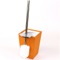 Toilet Brush Holder, Square Orange Faux Leather and Ceramic