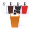 Soap Dispenser, Square, Orange Faux Leather and Ceramic