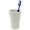 Round Toothbrush Holder Made From Stone in White Finish