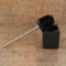 Toilet Brush Holder, Square, Black with Chrome Handle