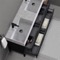 Modern Black Double Bathroom Vanity, 56 Inch, Marble Style Sink, Free Standing