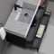 Floating Black Bathroom Vanity, Modern, 40 Inch, Marble Style Sink