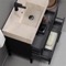 Modern Black Bathroom Vanity, 32 Inch, Travertine Style Sink, Free Standing