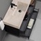 Floating Black Bathroom Vanity, Modern, 40 Inch, Travertine Style Sink