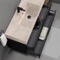 Floating Black Bathroom Vanity, Modern, 48 Inch, Travertine Style Sink