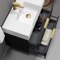 Floating Bathroom Vanity With Sink, 32 Inch, Matte Black, Gold Handles